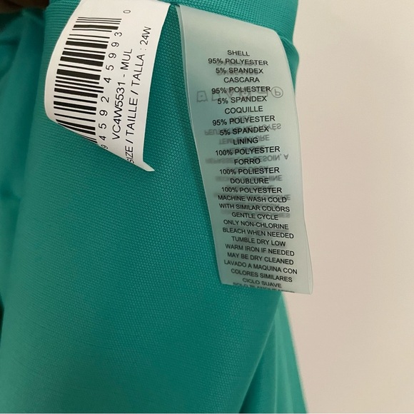 NEW Vince Camuto Plus Size 24W Square Neck Cap Sleeve Fit Flare Dress Pockets - Picture 5 of 8